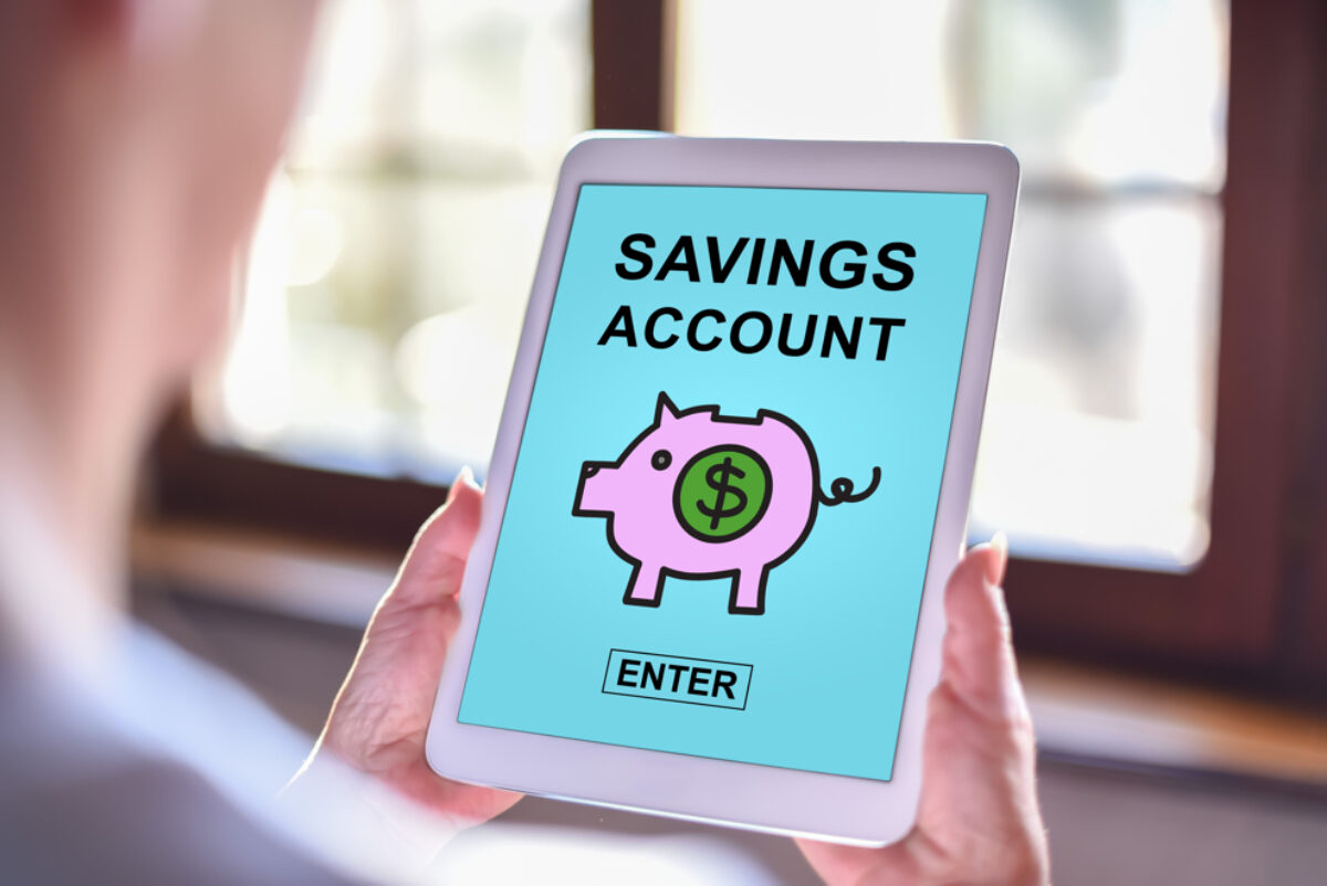 Savings account graphic on a tablet device